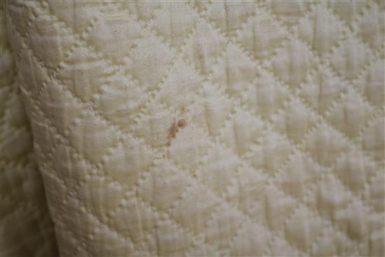 A rose pink and light pink reversible quilt, another reversible with yellow, the other mint green gingham and pink (3)